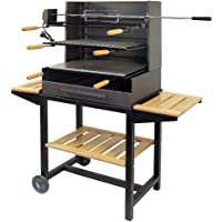 IMEX EL ZORRO 71559-Barbacoa c-Parrilla- Plancha-Kit y Band. Mad.72x40x135 cms- Negro